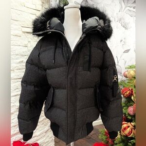 NWT KOOPLES SPORT Down Puffer Parka w/faux fur trim, sz mens large women’s l/xl